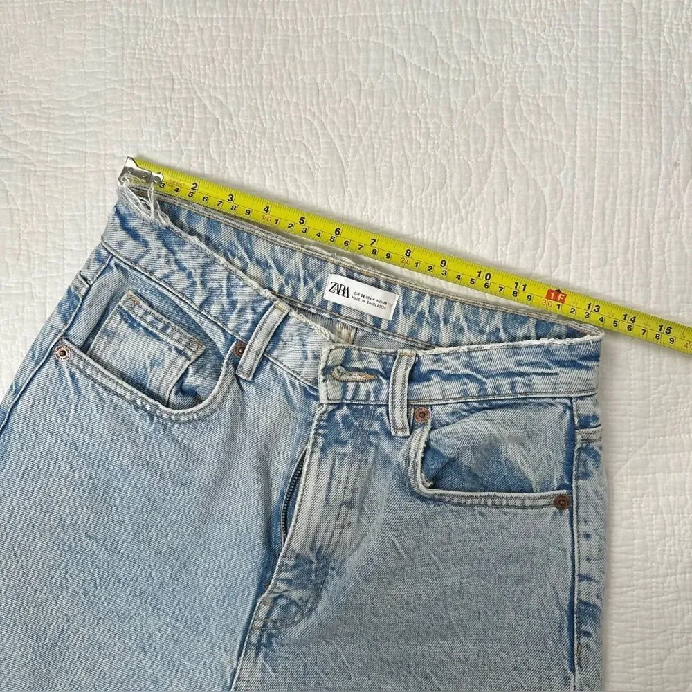 NWOT Zara super high waist light wash jeans, mom fit, size US 4, 28” waist - Picture 8 of 14